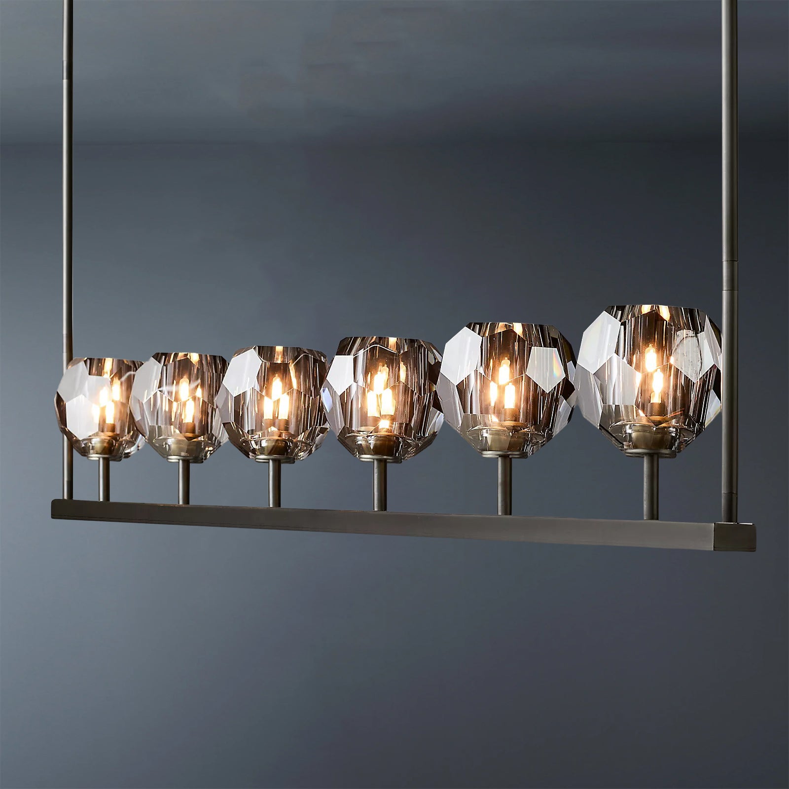 Boule De Crystal Ball Clear/Smoke Glass Linear Chandelier 60"-konalight