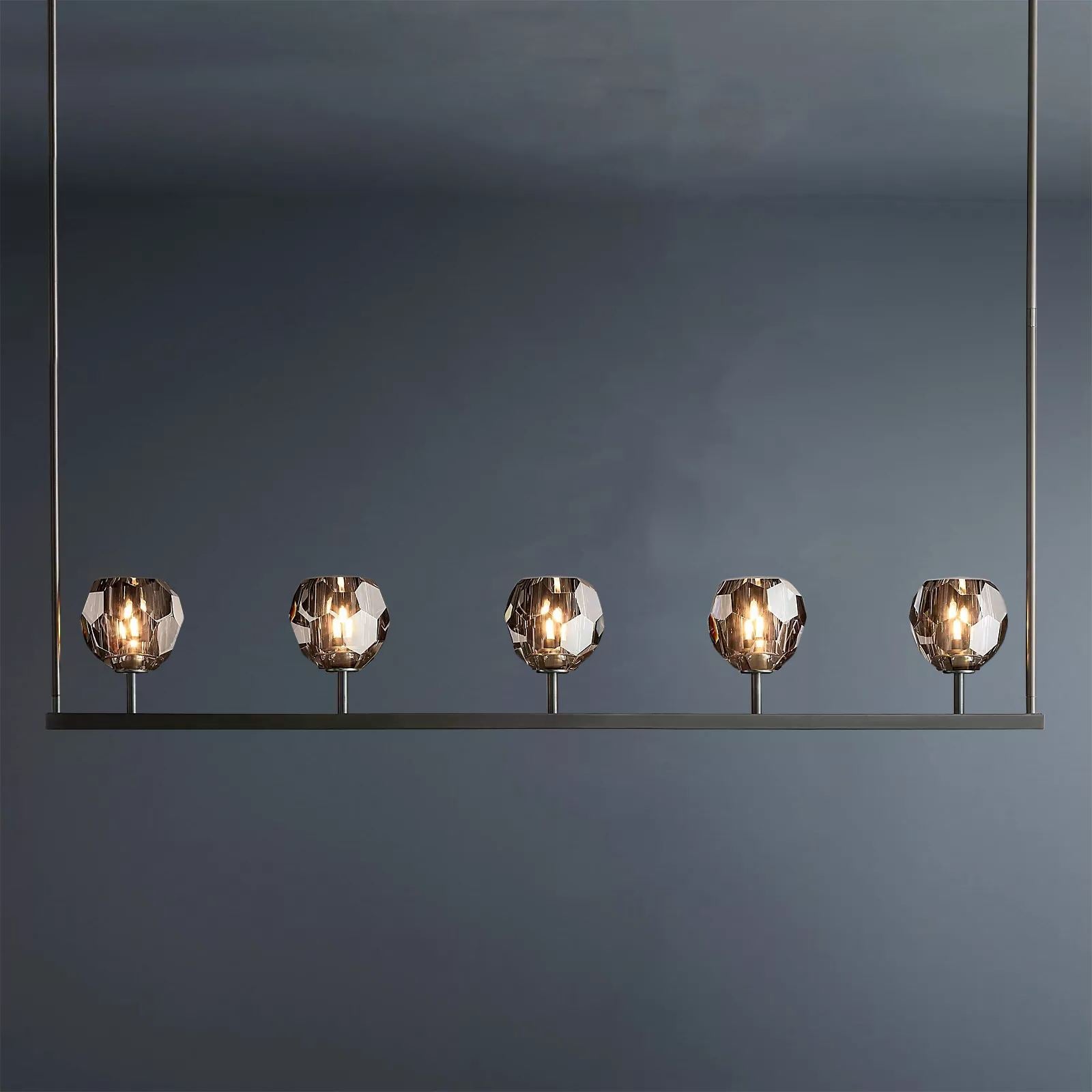 Boule De Crystal Ball Clear/Smoke Glass Linear Chandelier 48"