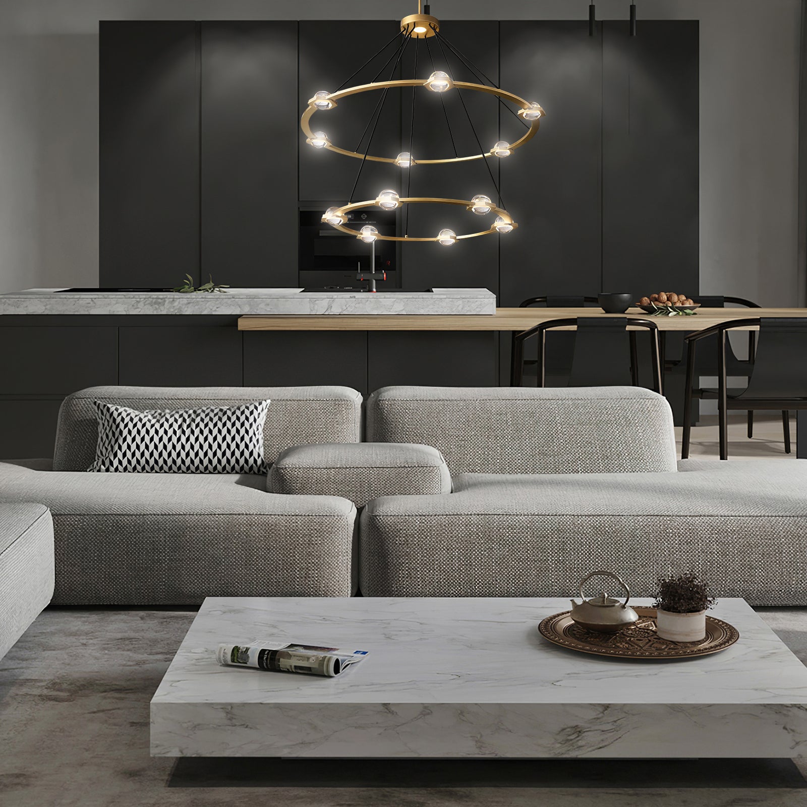 Éclatant Vintage Two-tier Round Chandelier 48"-konalight