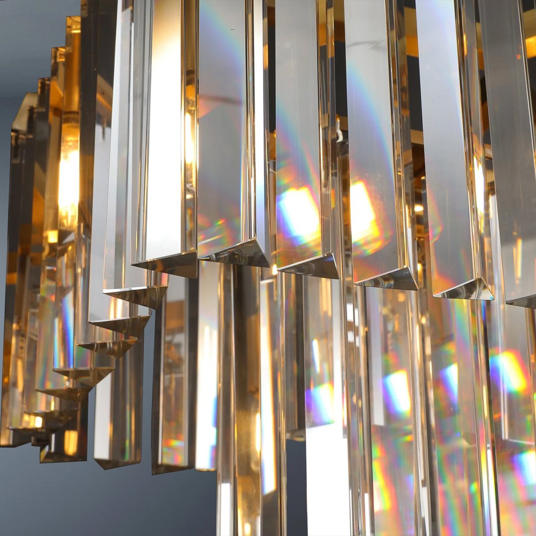 2-Tier Crystal 1920s Odeon Rectangular Chandelier L40"