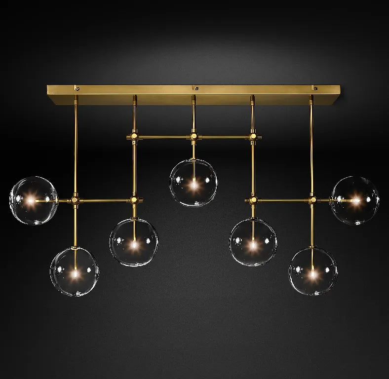 Fulcrum Glass globe mobile linear chandelier 60" For Living Room