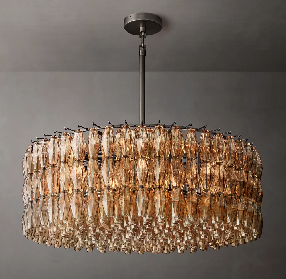 Mia Glass Round Chandelier 47" For Dinning Room