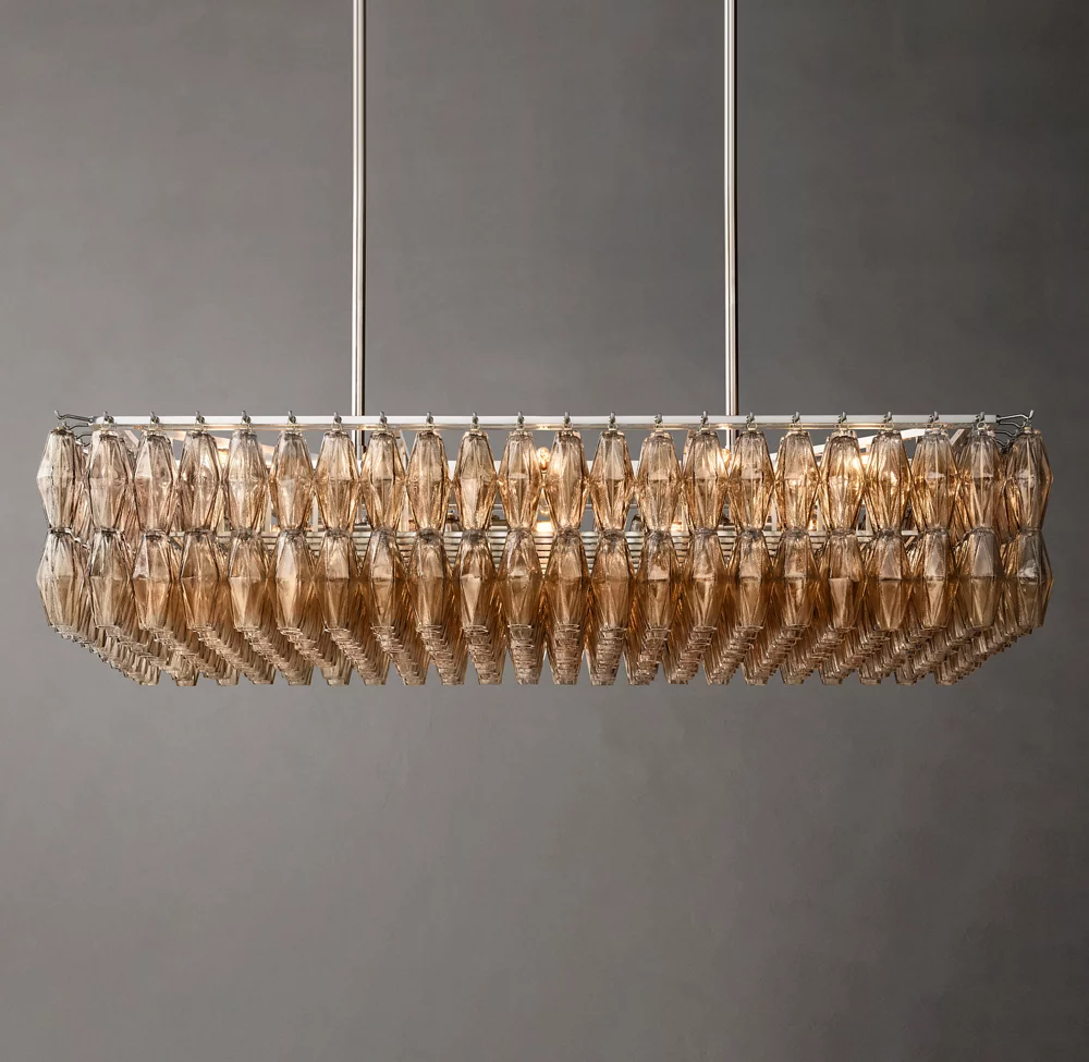 Mia Glass Rectangular Chandelier 54" For Dinning Room
