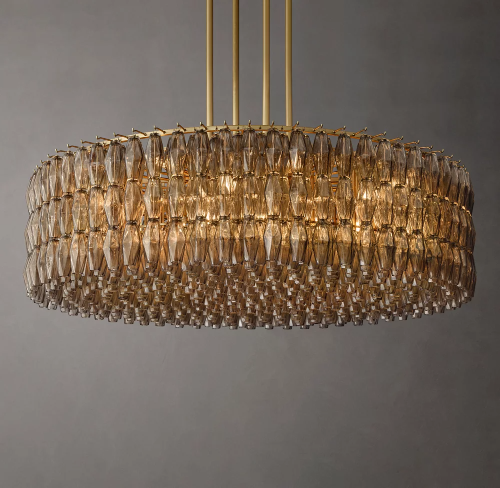 Mia Glass Round Chandelier 62" For Dinning Room