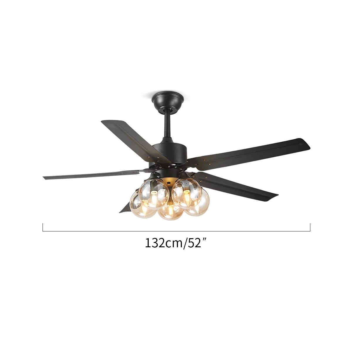 Eloer American Retro Glass Globe Ceiling Fan Light