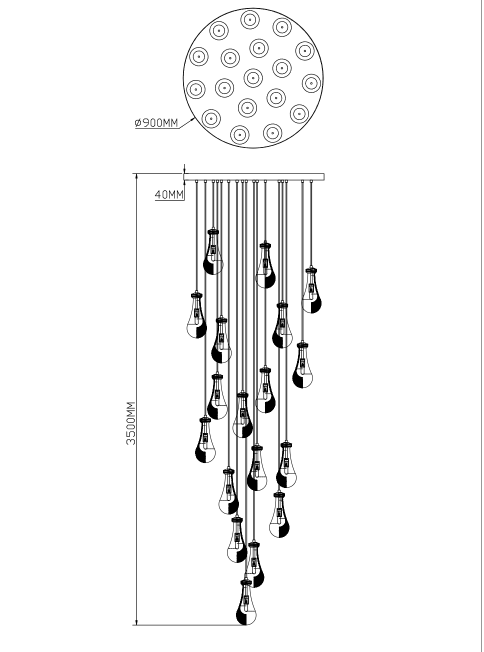 Raindrop Round Chandelier 36"-konalight