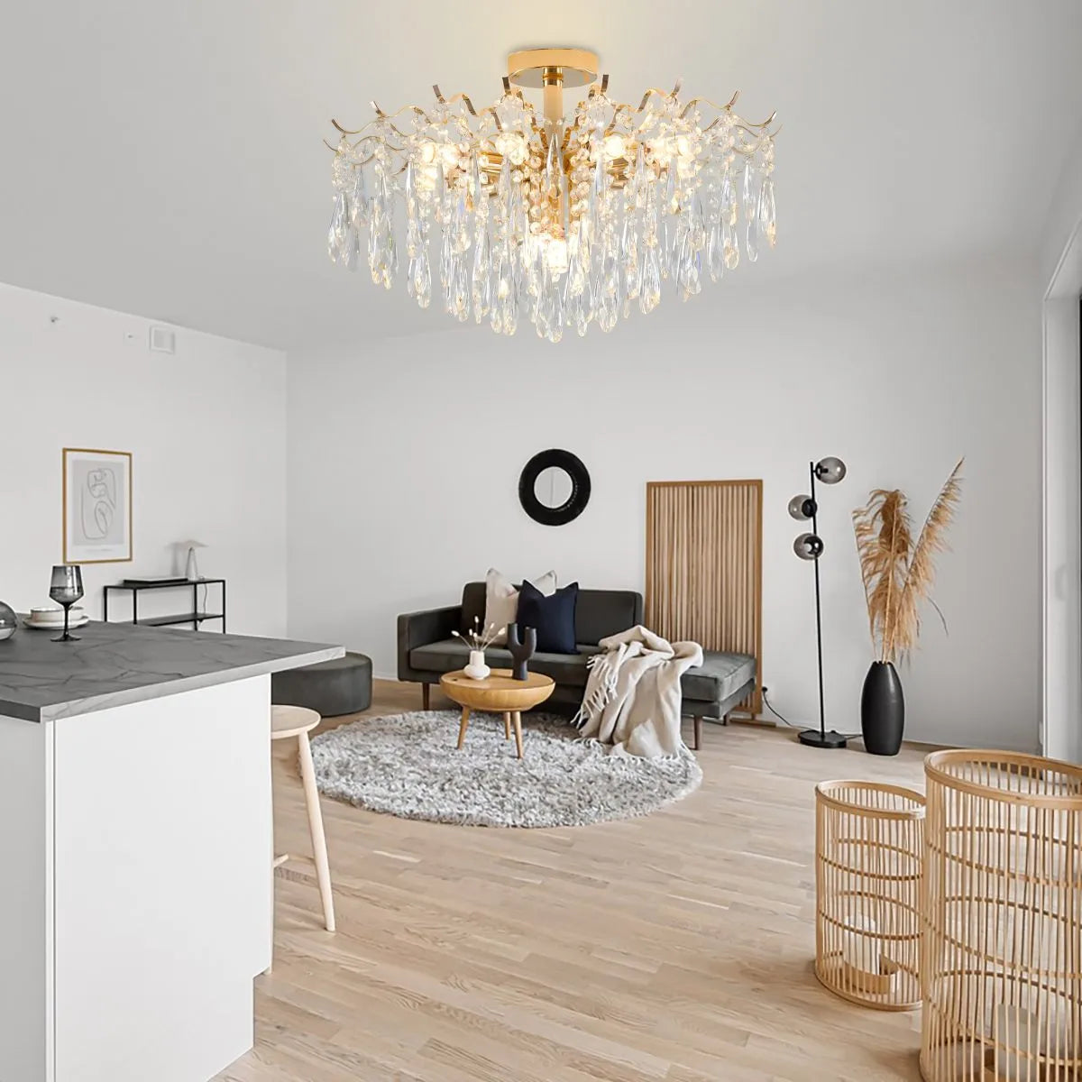 Eloer French Vintage Crystal Ceiling Chandelier