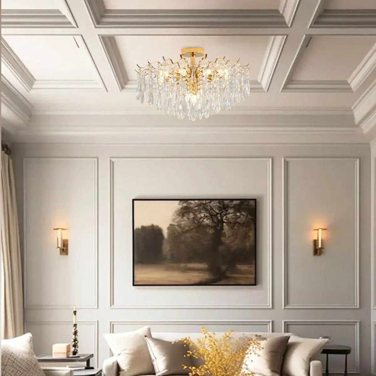 Eloer French Vintage Crystal Ceiling Chandelier