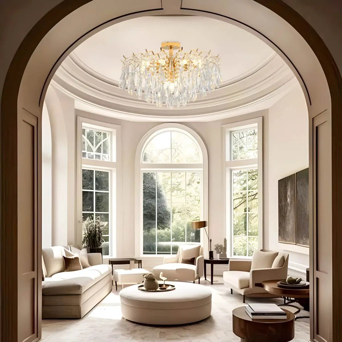 Eloer French Vintage Crystal Ceiling Chandelier