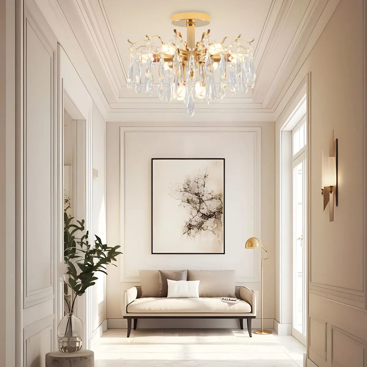 Eloer French Vintage Crystal Ceiling Chandelier