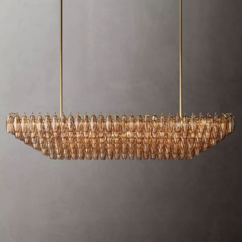 Mia Smoke Glass Tiered Rectangular Chandelier For Dinning Room-konalight