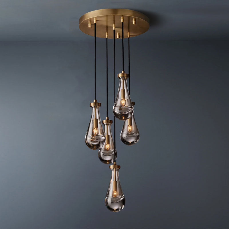 Raindrop Round 5-Lights Cord Chandelier-konalight