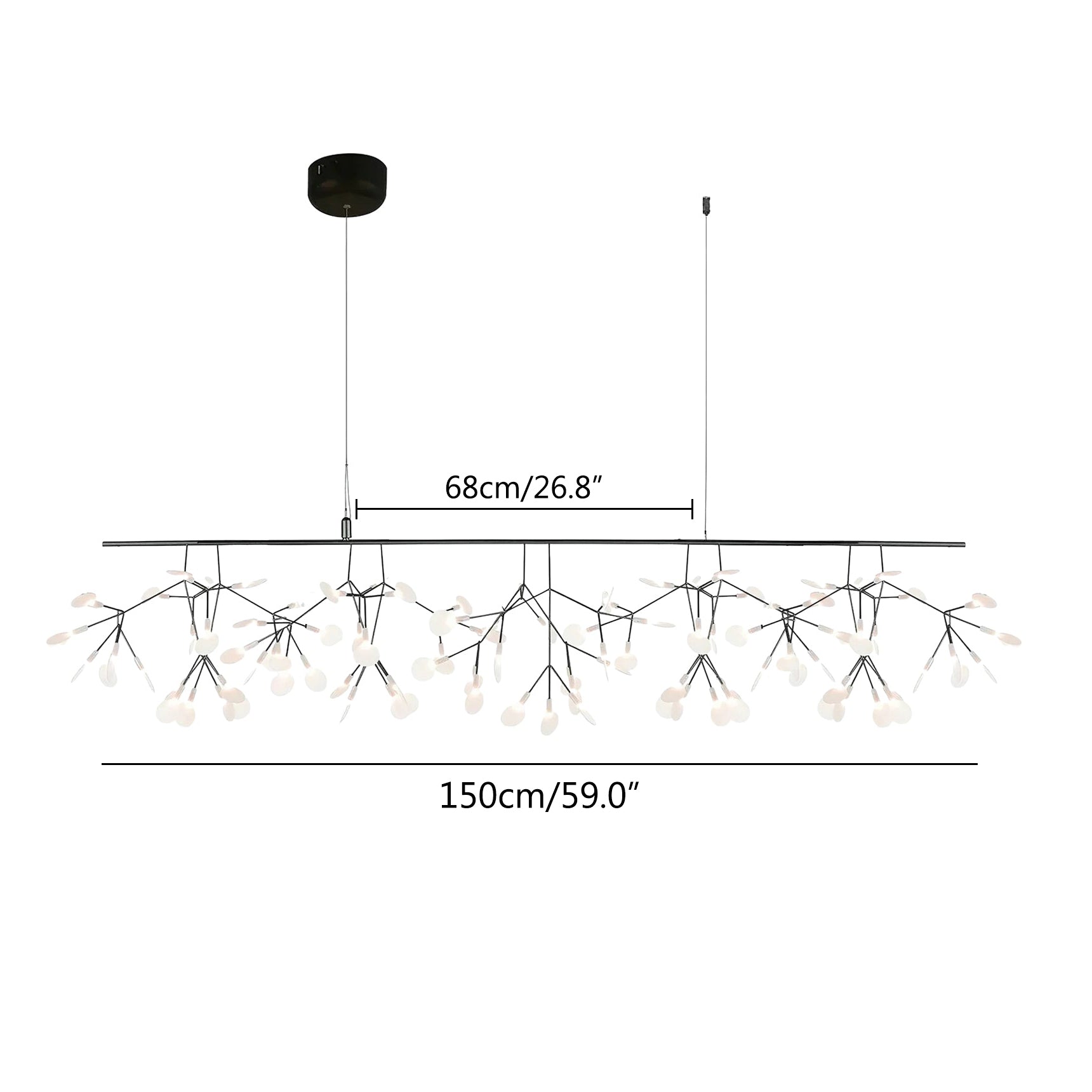 Eloer Black Firefly LED Chandelier for Dining Room