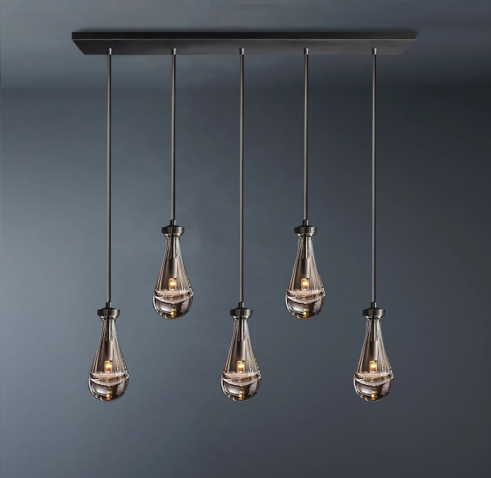 Raindrop Rectangular 5-Light Rod Chandelier -konalight