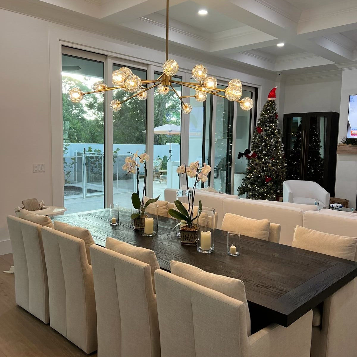 Boule De Crystal Ball Smoke Glass Round Chandelier 72"