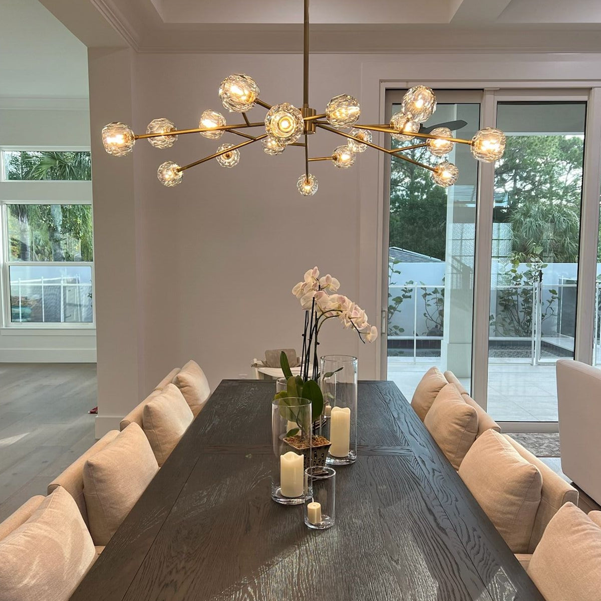 Boule De Crystal Ball Smoke Glass Round Chandelier 72"