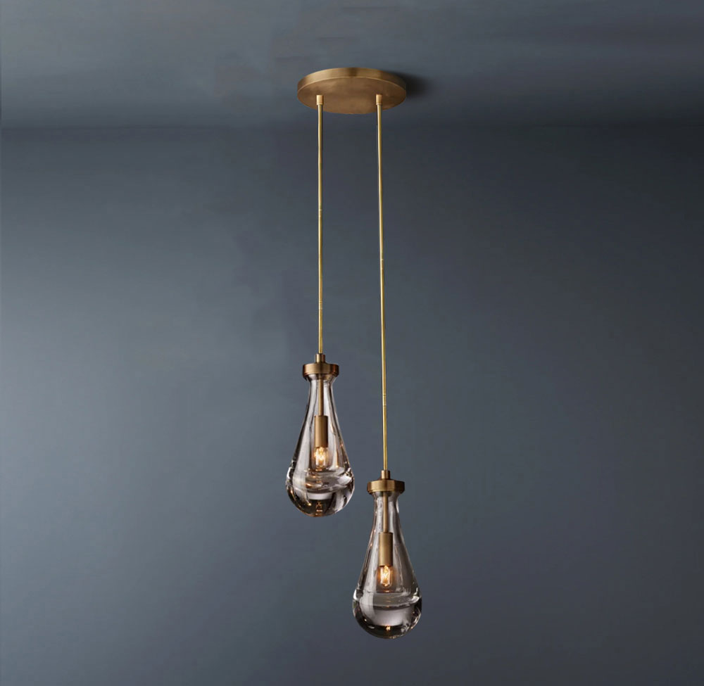 Raindrop Round 2-Lights Rod Chandelier -konalight