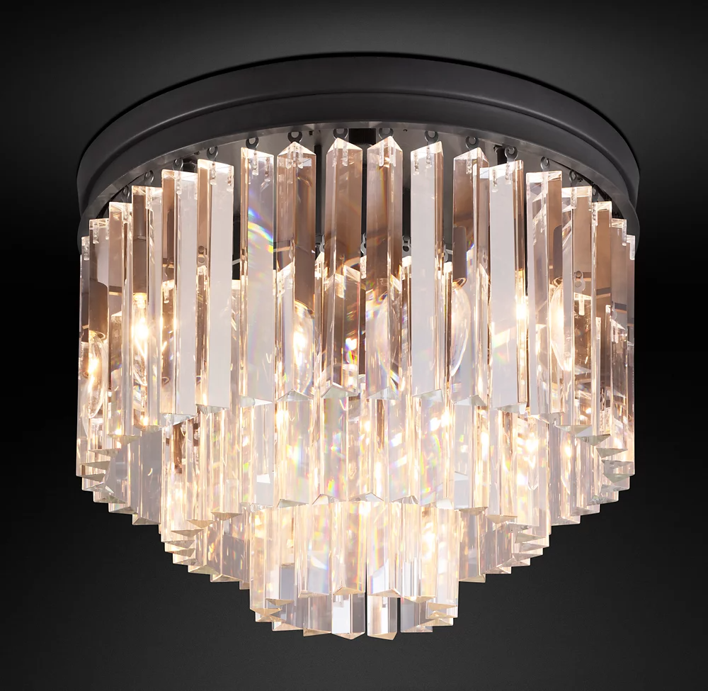 Multi-tier Crystal 1920s Odeon Round Flushmount D20"-konalight