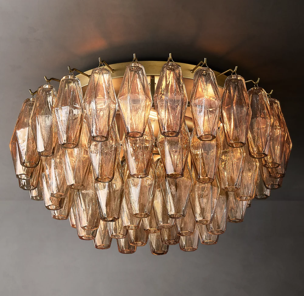 Mia Smoke Glass Flushmount Chandelier For Dinning Room-konalight
