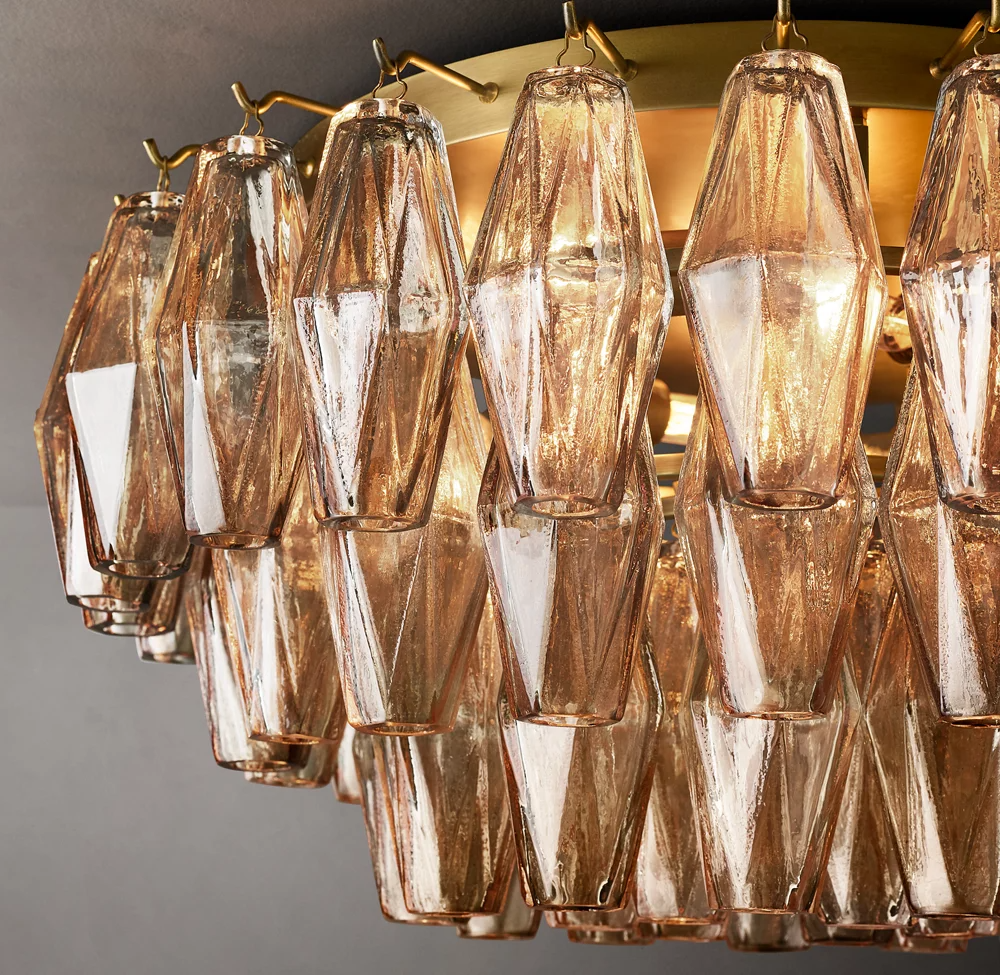 Mia Smoke Glass Flushmount Chandelier For Dinning Room-konalight