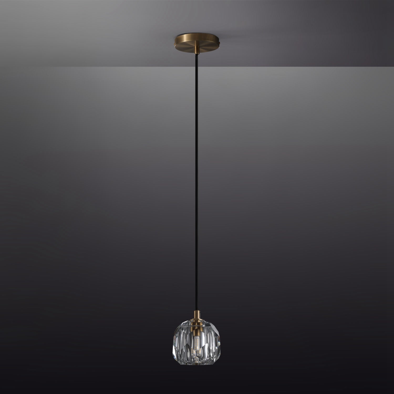 Boule De Clear/Smoke Glass Cord Pendant Light-konalight