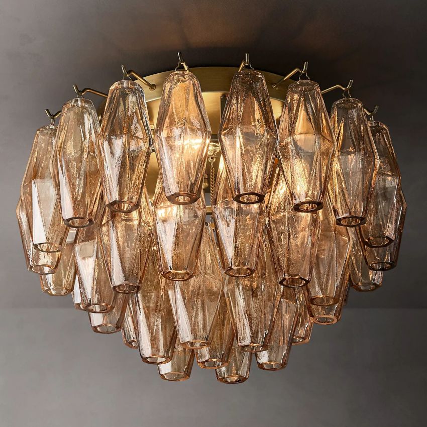 Mia Smoke Glass Flushmount Chandelier For Dinning Room-konalight