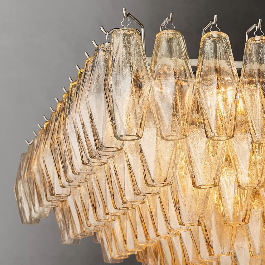 Mia Clear Glass Tiered Rectangular Chandelier For Dinning Room-konalight