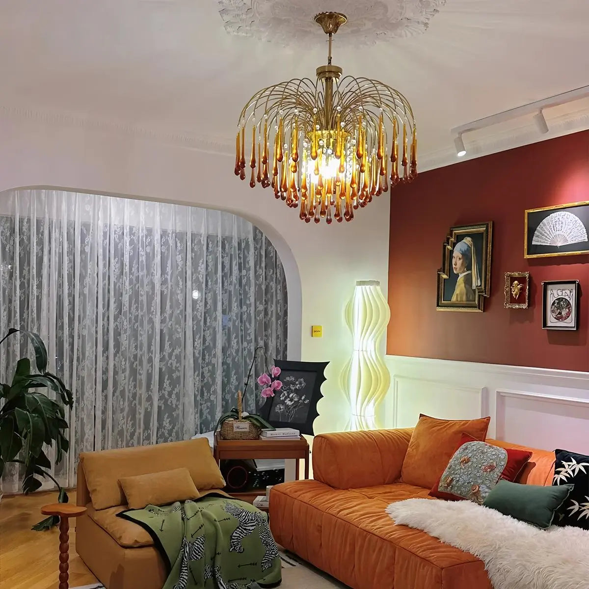 Eloer French Retro Water Drop Glass Chandelier
