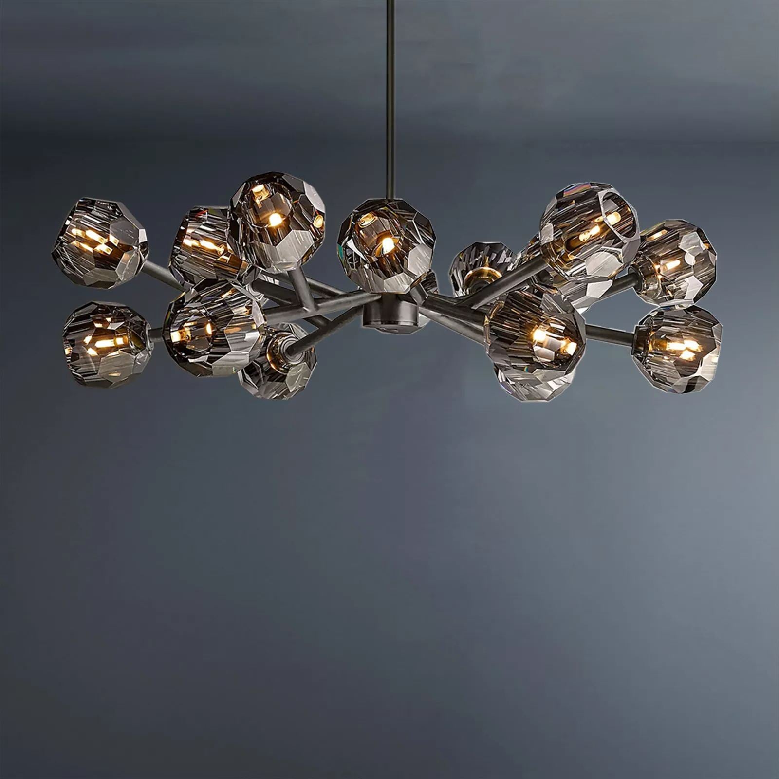 Boule De Crystal Ball Smoke Glass Round Chandelier 36"-konalight