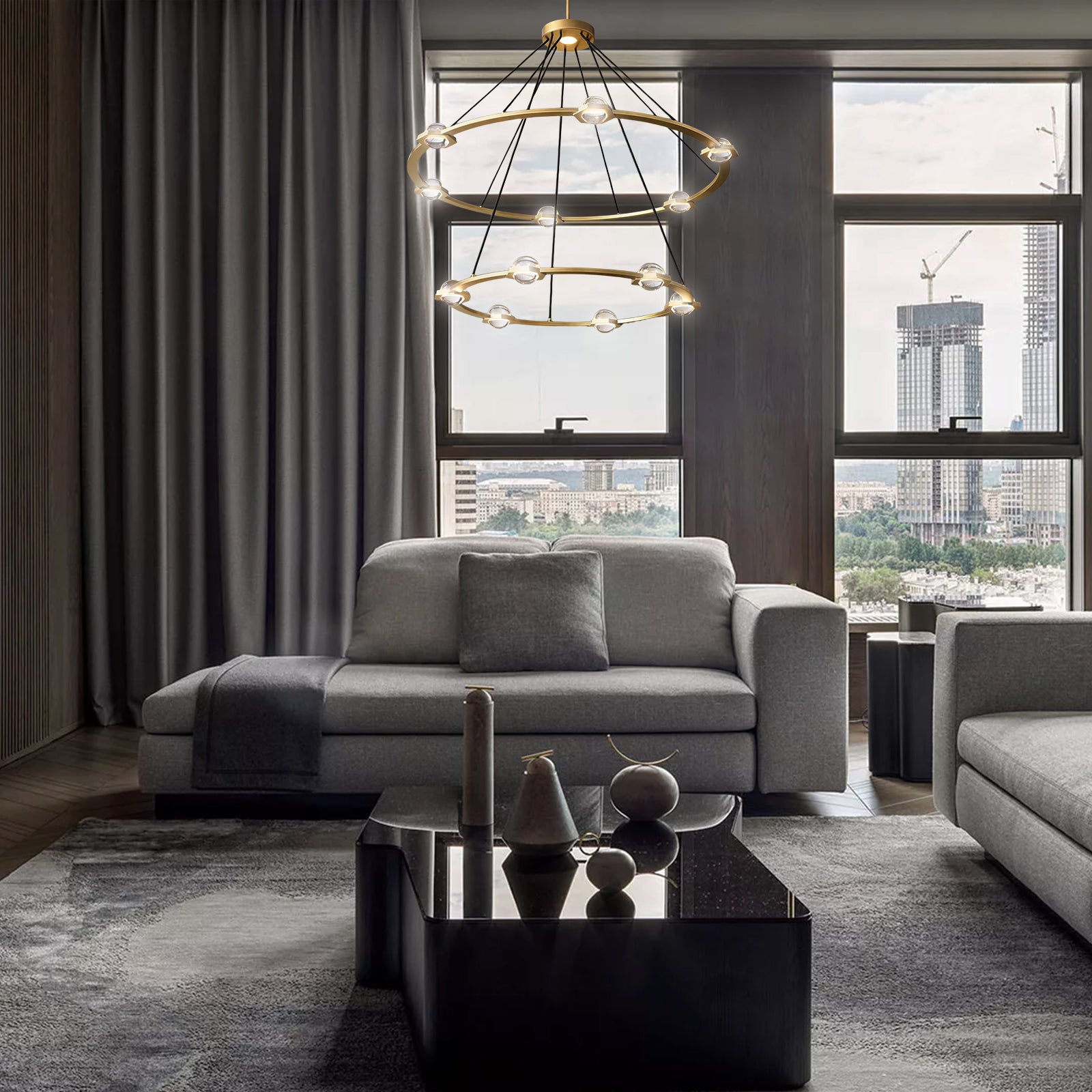 Éclatant Vintage Two-tier Round Chandelier 48"-konalight