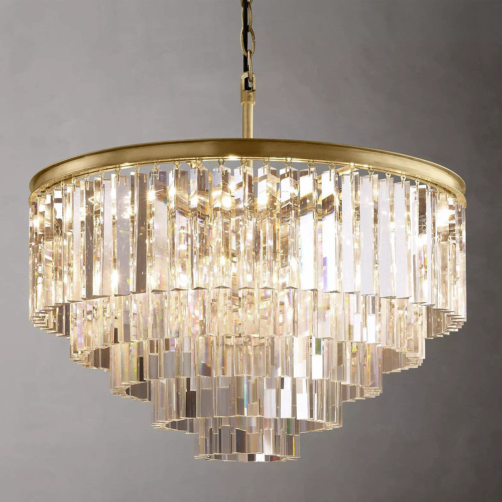 Multi-tier Crystal 1920s Odeon Round Chandelier Modern Lighting D32"