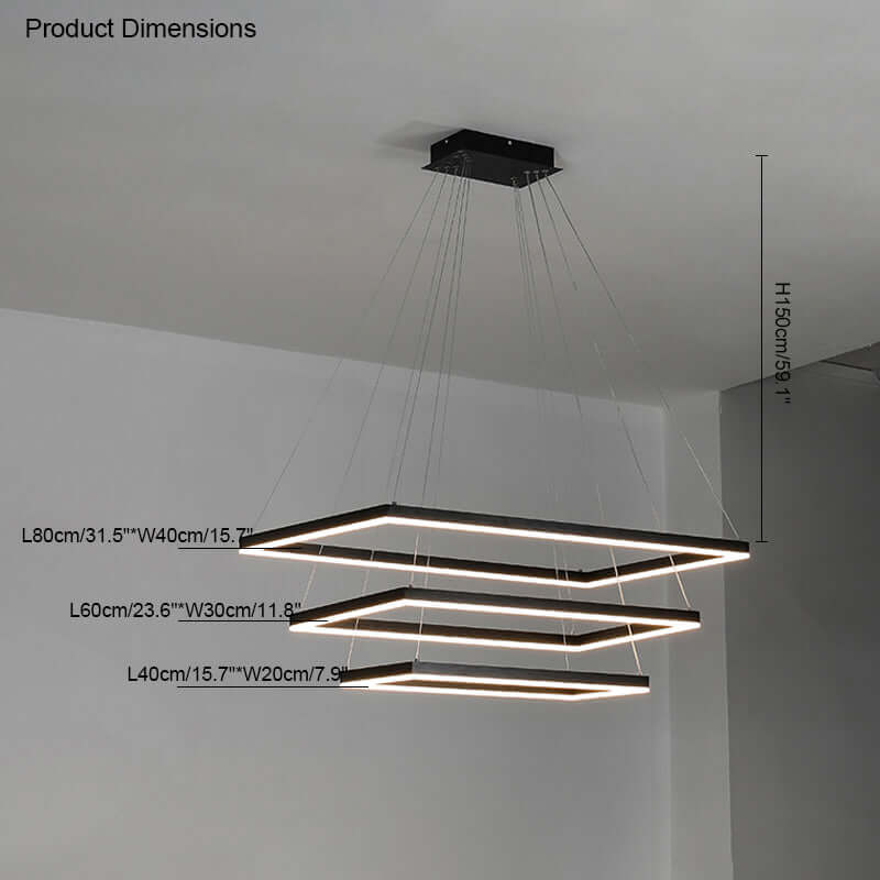 Eloer Modern Black Tiered Rectangular Chandelier