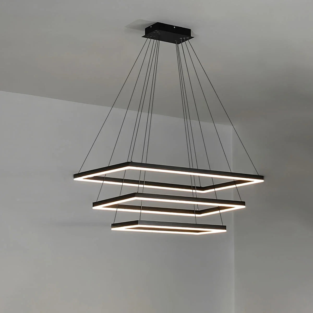 Eloer Modern Black Tiered Rectangular Chandelier