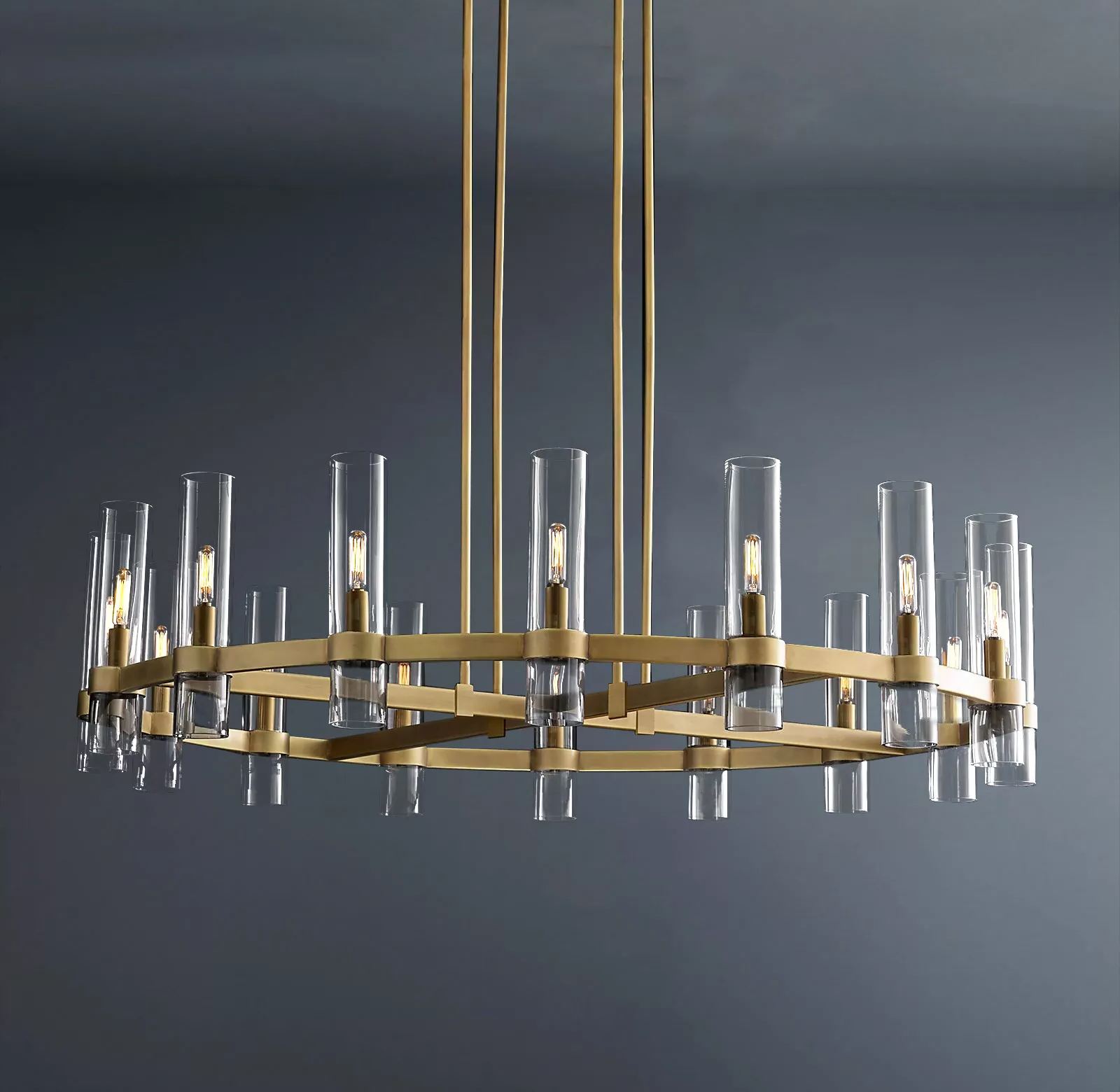 Ravelle Round Minimalist Glass Chandelier 48"-konalight