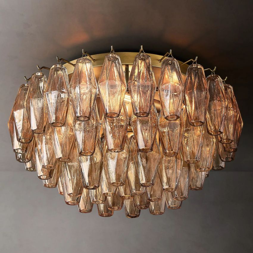 Mia Smoke Glass Flushmount Chandelier For Dinning Room-konalight