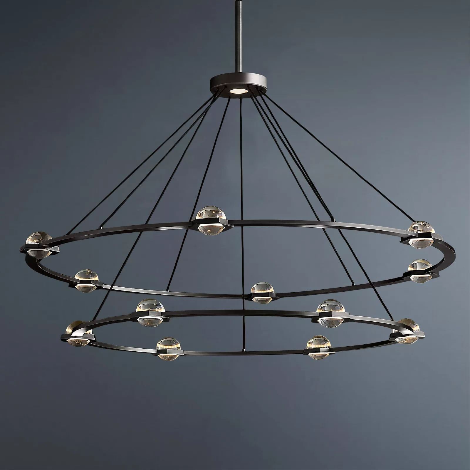 Eclatant Vintage Two-tier Round Chandelier 60"