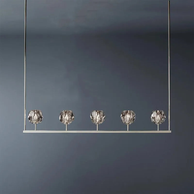 Boule De Crystal Ball Clear/Smoke Glass Linear Chandelier 48"