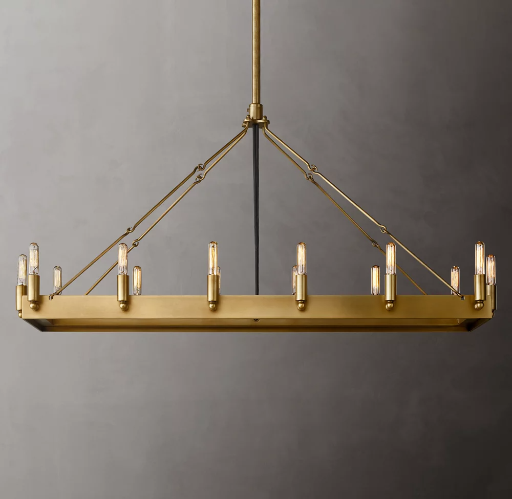 Camino Vintage Filamaent Rectangular Chandelier 41" For Living Room-konalight