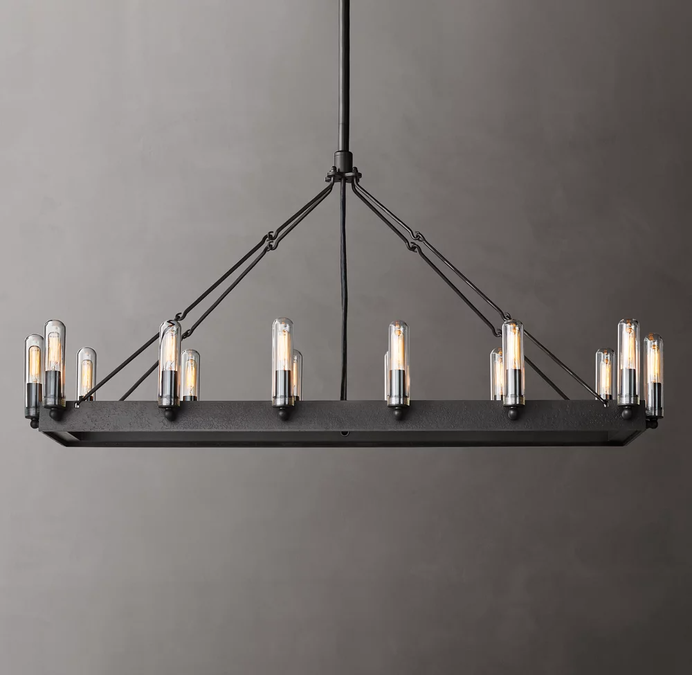 Camino Rectangular Outdoor Chandelier For Living Room-konalight