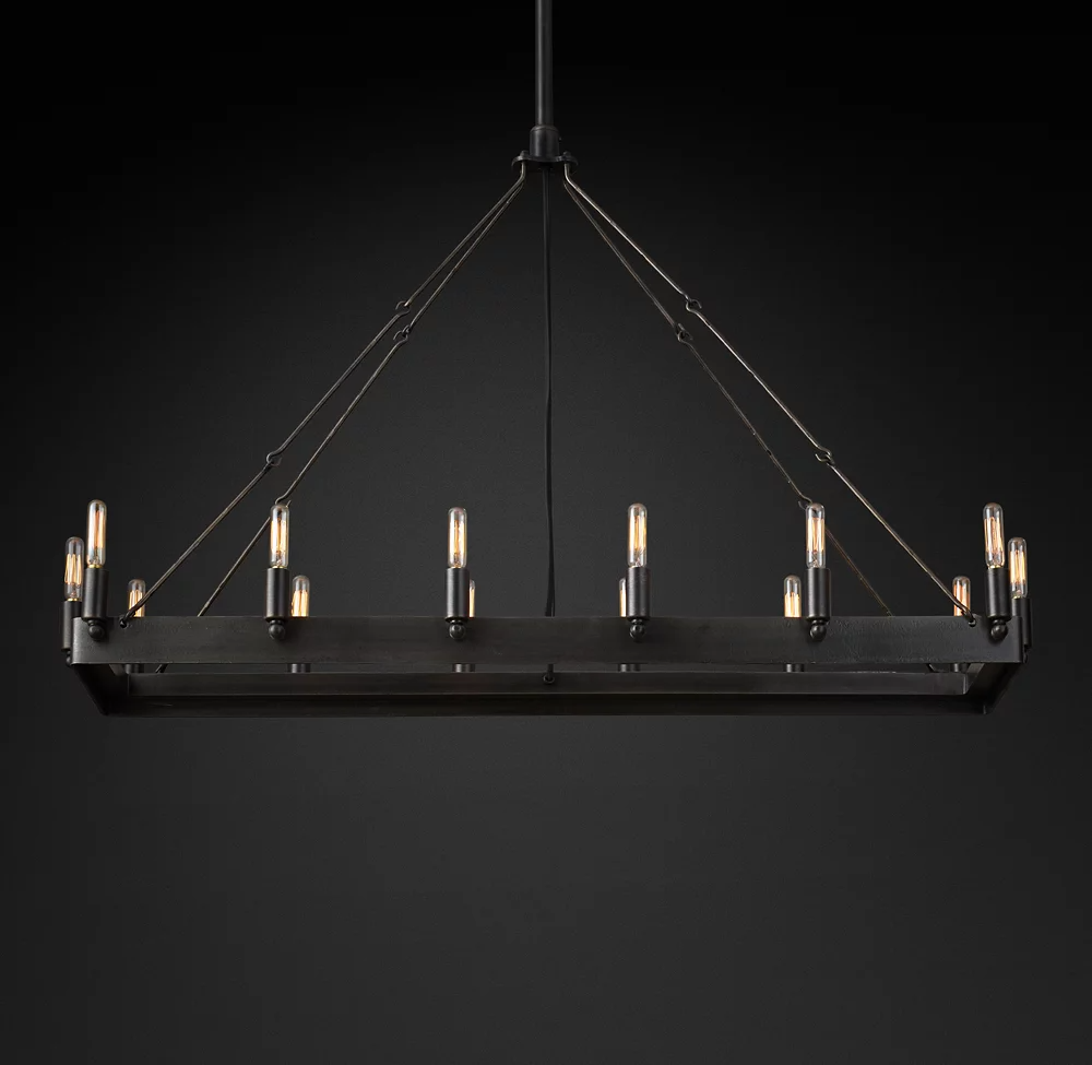 Camino Vintage Filamaent Rectangular Chandelier 41" For Living Room-konalight