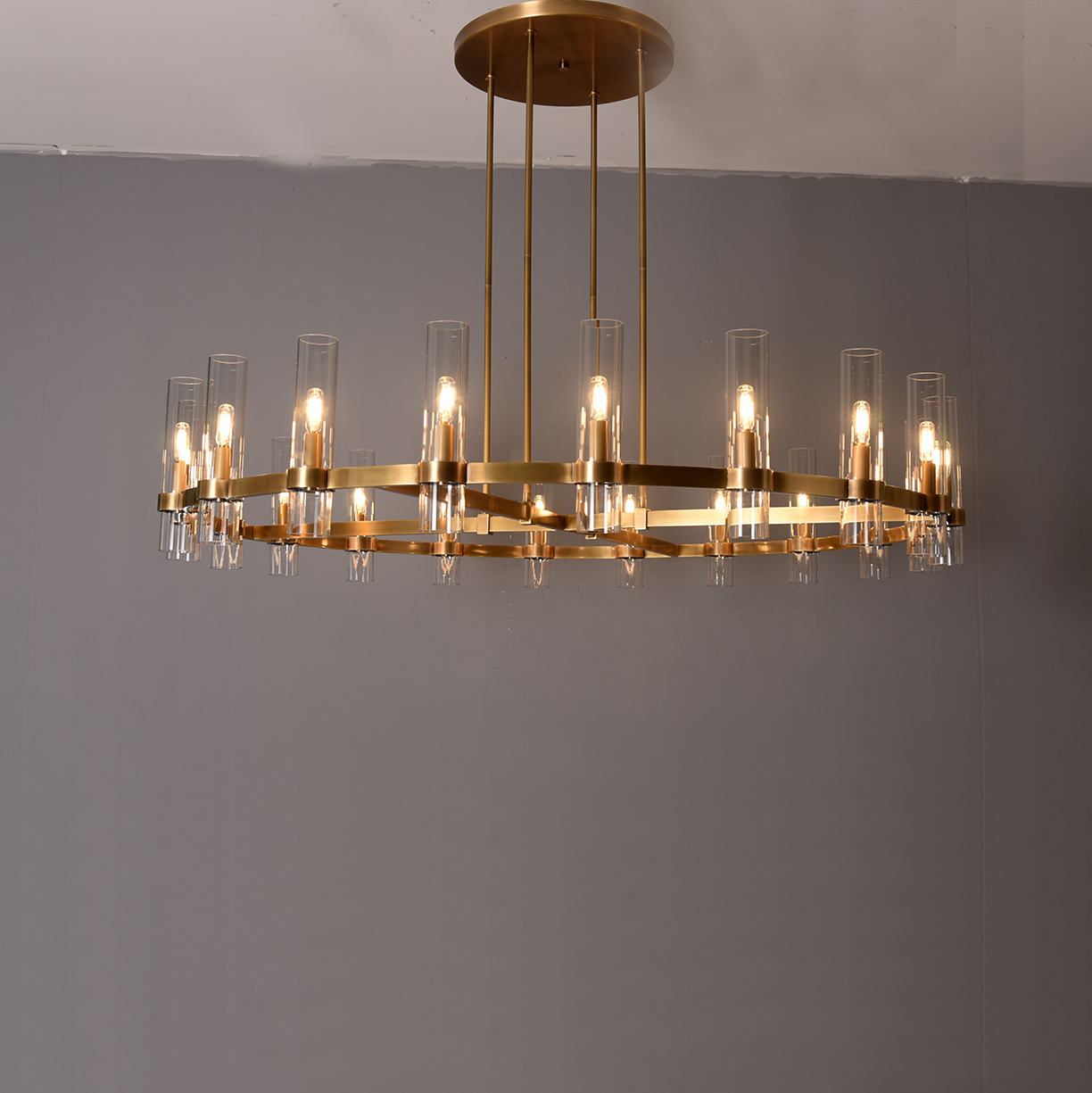 Ravelle Round Minimalist Glass Chandelier 48"-konalight