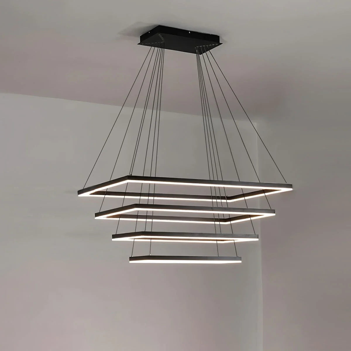 Eloer Modern Black Tiered Rectangular Chandelier