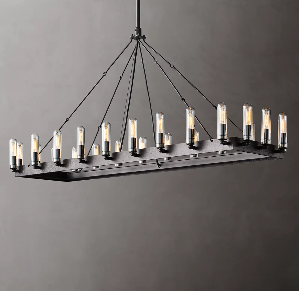 Camino Rectangular Outdoor Chandelier For Living Room-konalight