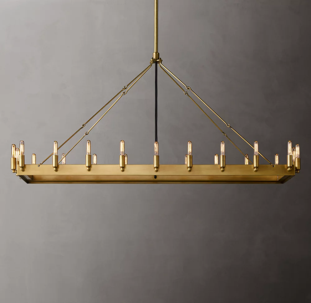 Camino Vintage Filamaent Rectangular Chandelier 52" For Living Room-konalight