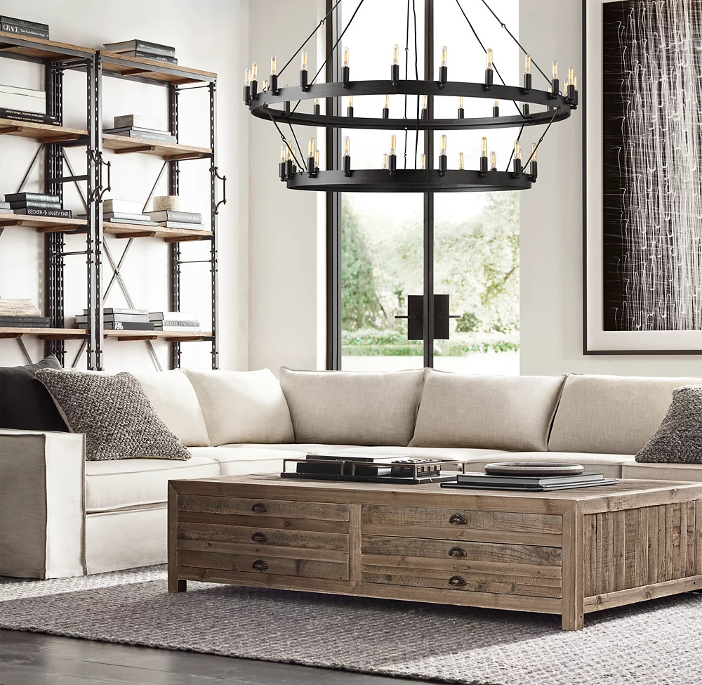 Camino Vintage Filamaent Two-Tier Chandelier 63" For Living Room