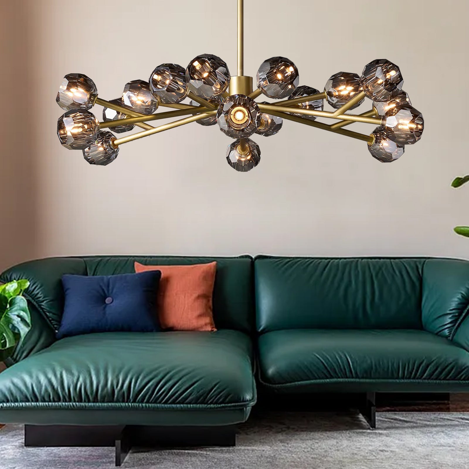 Boule De Crystal Ball Smoke Glass Round Chandelier 48"