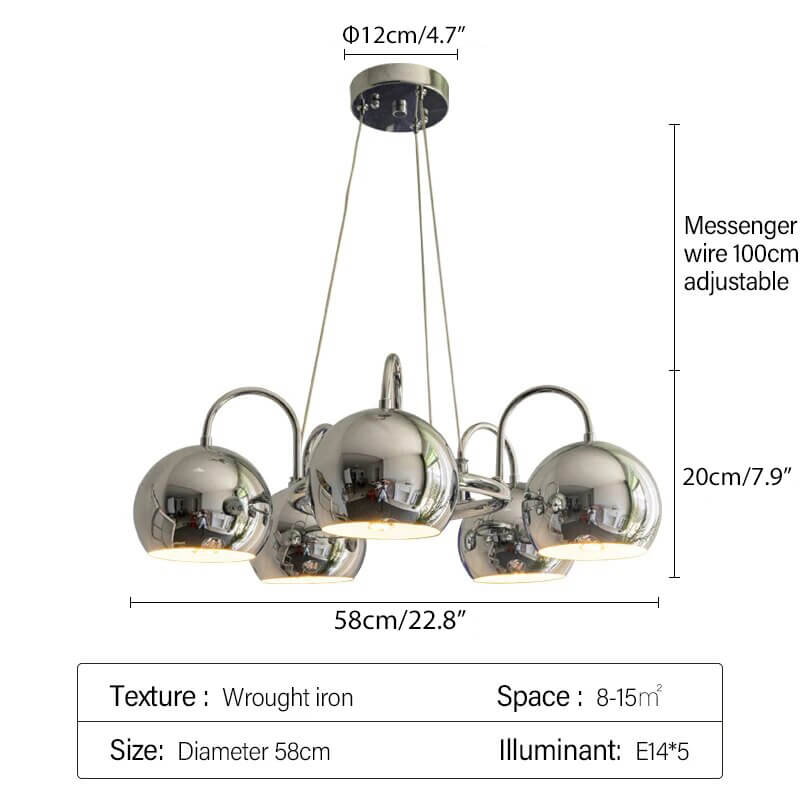 Eloer Bauhaus Style Antique Chrome Chandelier
