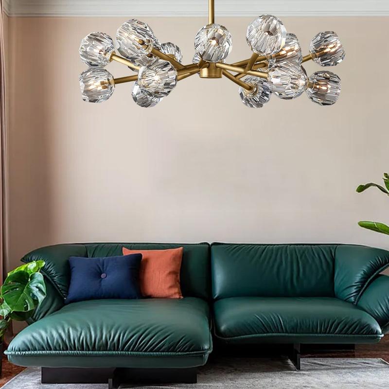 Boule De Multi-faceted Cut Clear Crystal Ball Chandelier 18-Light 36"