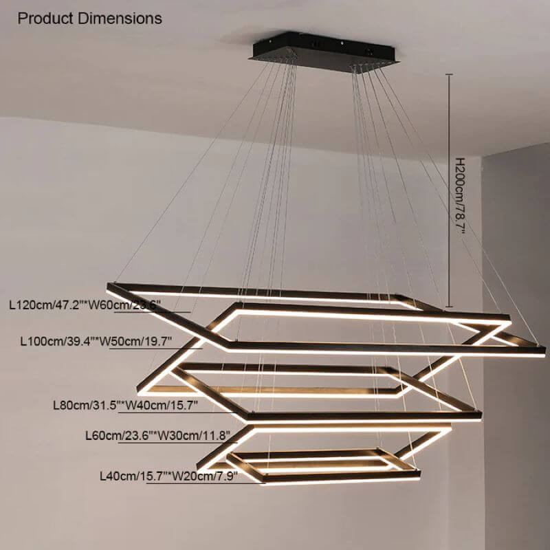 Eloer Modern Black Tiered Rectangular Chandelier