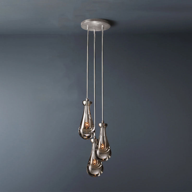 Raindrop Round 3-Lights Rod Chandelier -konalight